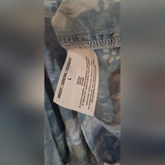 Vintage America Blues Chambray Peasant Boho Embroidered Long Sleeve Top L - Picture 4 of 8